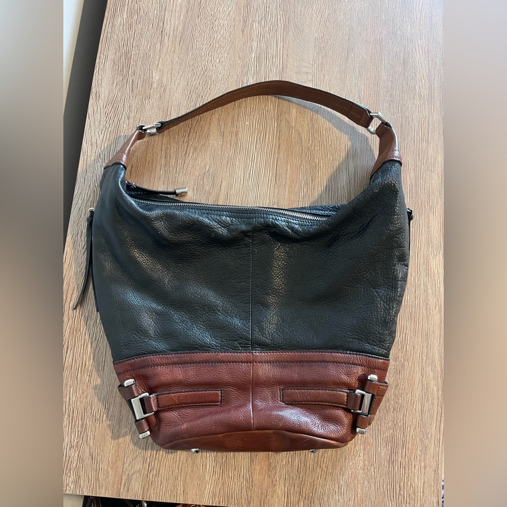 B. Makowsky Brown and Black Hobo Bag